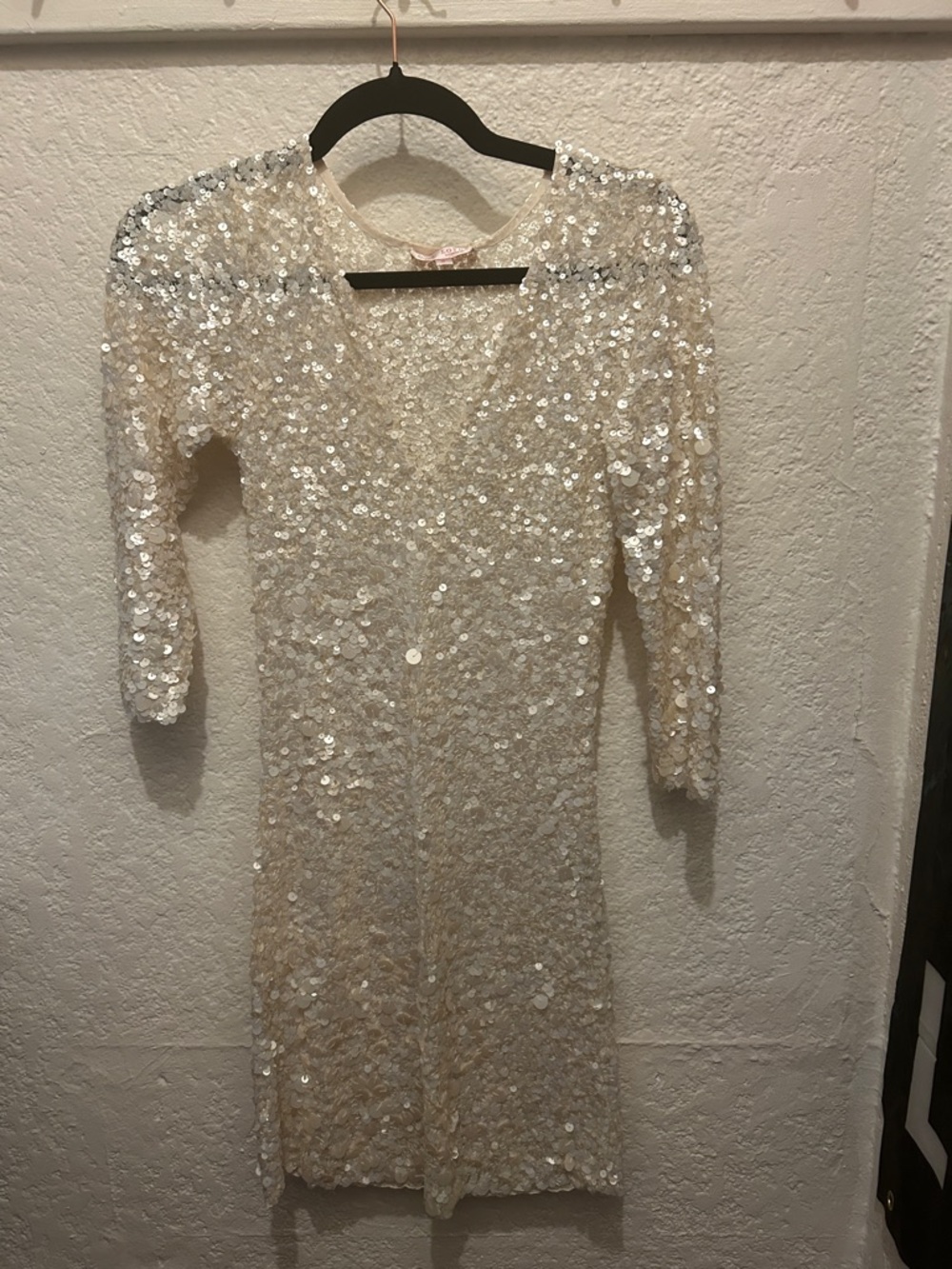 Women’s Sequin V-Neck Party Dress in Ivory